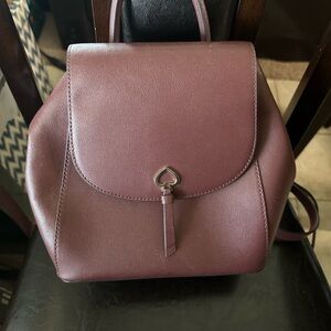 kate spade Burgundy Leather Mini Backpack with Heart Accent